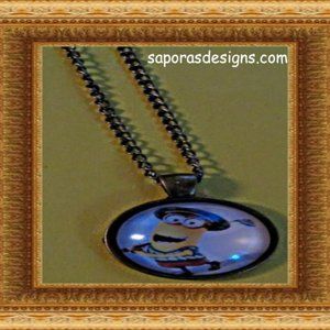 Antique Bronze In Color Minion Golfing Theme Necklace Unisex For Kids